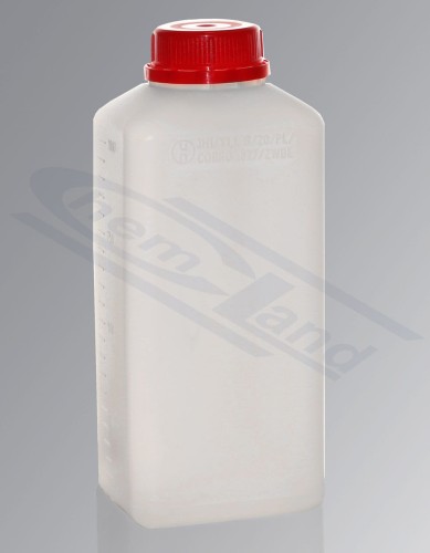 Butelka kwadratowa HDPE 1000ml GL45 samouszczelniająca się nakrętka UN mleczna
