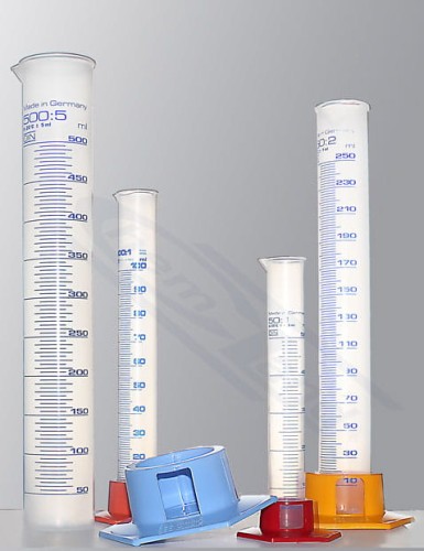 cylinder PP 0100ml blue scale with removable base