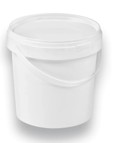 Wiadro PP 01000ml z pokrywką, okrągłe, białe, atest PZH