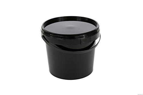 Wiadro PP 01000ml z pokrywką, okrągłe, czarne, atest PZH
