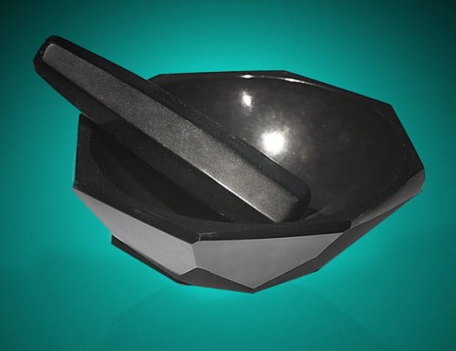 moździerz z czarnego agatu z tłuczkiem fi 100mm