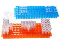 Top-Rack na probówki Eppendorf, 80 miejsc, 1,5/2,0 ml i 60 miejsc 0,2 ml - dwustronny, POMARAŃCZOWY