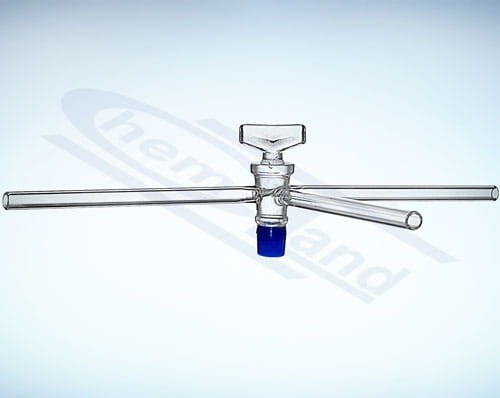 three-way glass tap type T hole diameter 2 mm
