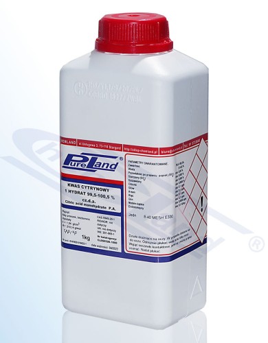 PureLand kwas cytrynowy czda 1 hydrat op.1kg butelka HDPE