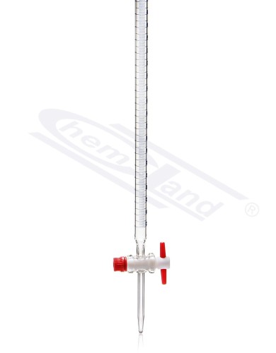 kran biurety prosty PTFE skala niebieska kl. B 025ml CHEMLAND NEW LINE