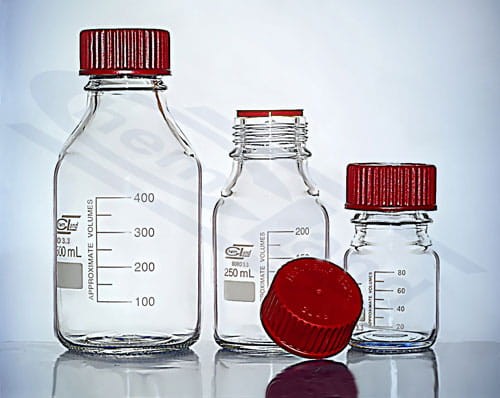 bottle with red cap 0250ml up to 200 oC