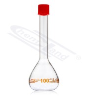 volumetric flask with brown scale certificate cl A 0020ml with screw cap GL14 CHEMLAND NEW LINE
