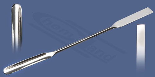 Double powder spatula steel 18-8 long 150mm