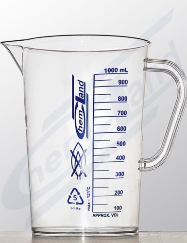 zlewka z uchem PP niebieska 0100ml Chemland