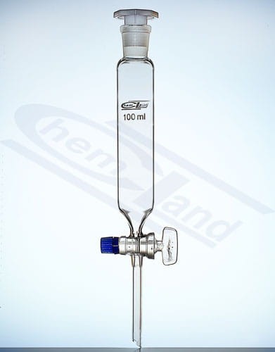 rozdzielacz cylindryczny szlifowany 29/32 szkło kranowe0100ml Chemland