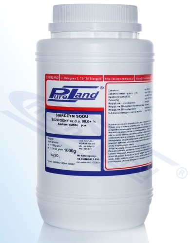Sodium sulphite (anhydrous) PureLand chda op.1000 g HDPE bottle