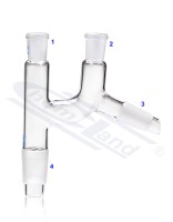 Adapter do destylacji Claisena, szlif kolby 14/23, szlif chłodnicy 14/23 + 2 x 14/23