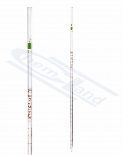 GLASSCO multi-measurement pipette 00.2(0.01) cl AS batch certificate, Bronze scale