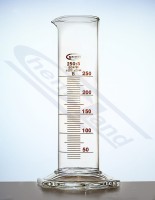 Cylinder LOW 0250ml Cl.B sześciokątna szklana stopka brązowa