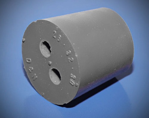 rubber stopper grey 2x hole bottom 14.00 top 18.00 height 20mm
