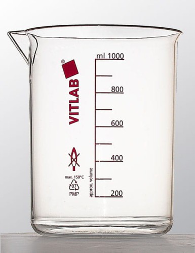 Zlewka PMP z podziałką czerwona 0025 ml