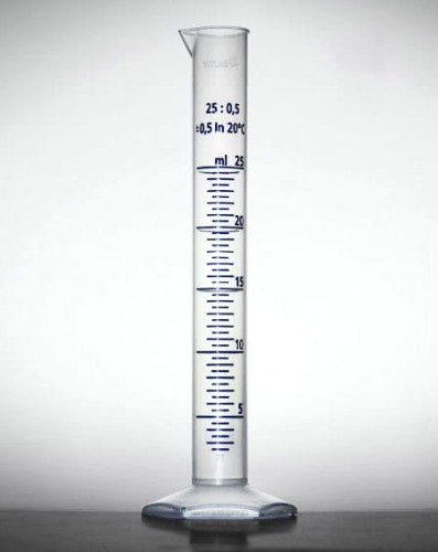 PP cylinder with spout , blue scale 1000ml
